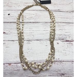 JCrew Pearl and Gold double layer necklace